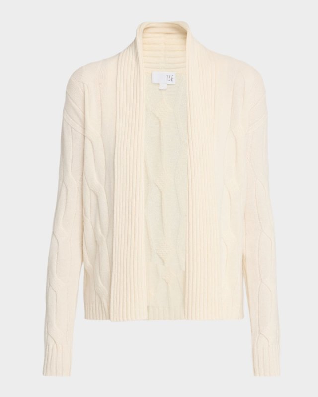 Cashmere Cable-Knit Shawl Cardigan